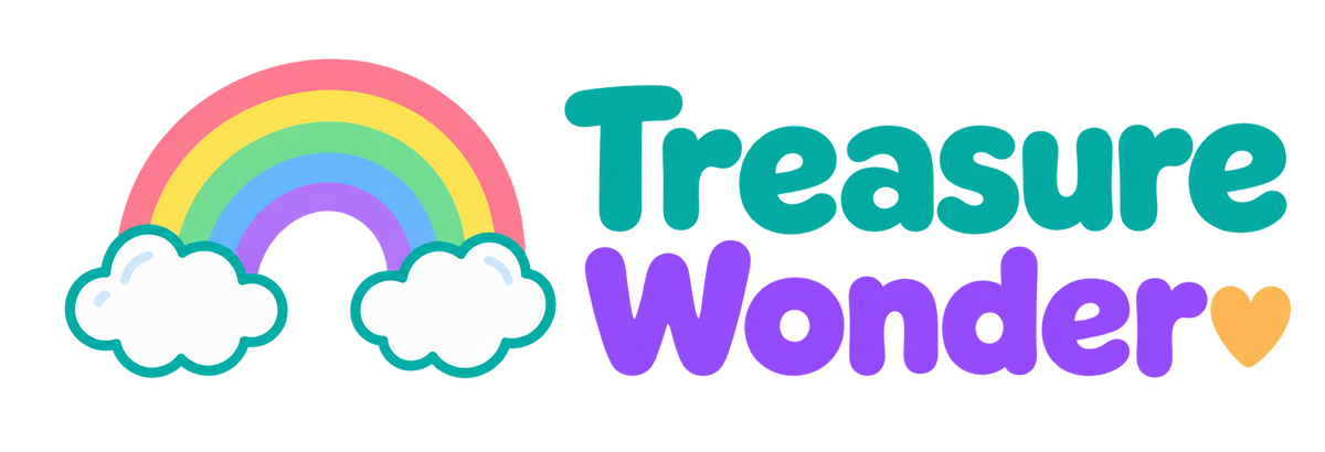 Treasure Wonder rainbow and clouds logo